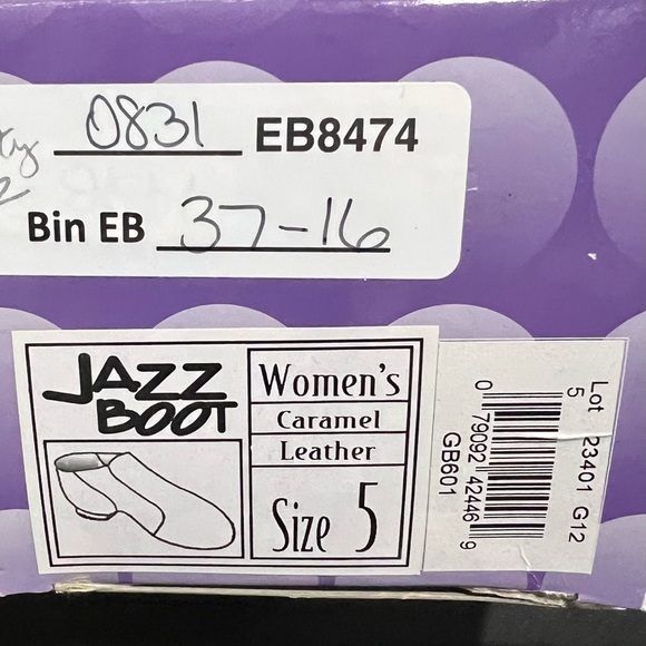 Dance Class Split Sole Jazz Boot Leather Dance Shoes 5 Spandex Inserts Caramel - Picture 9 of 9